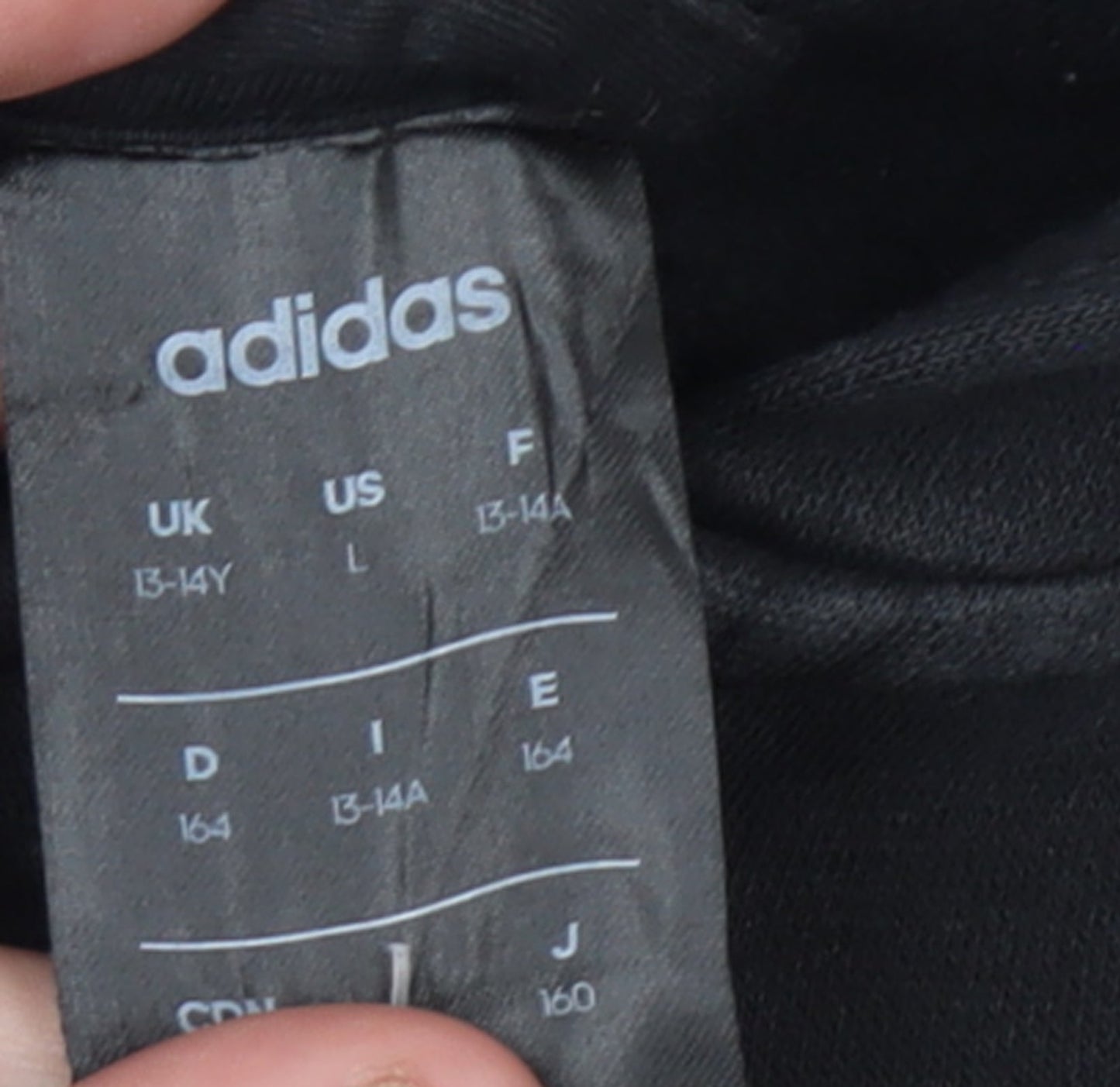 Adidas Boys Black Full Zip Hoodie 13-14 Years Regular Fit Cotton Blend