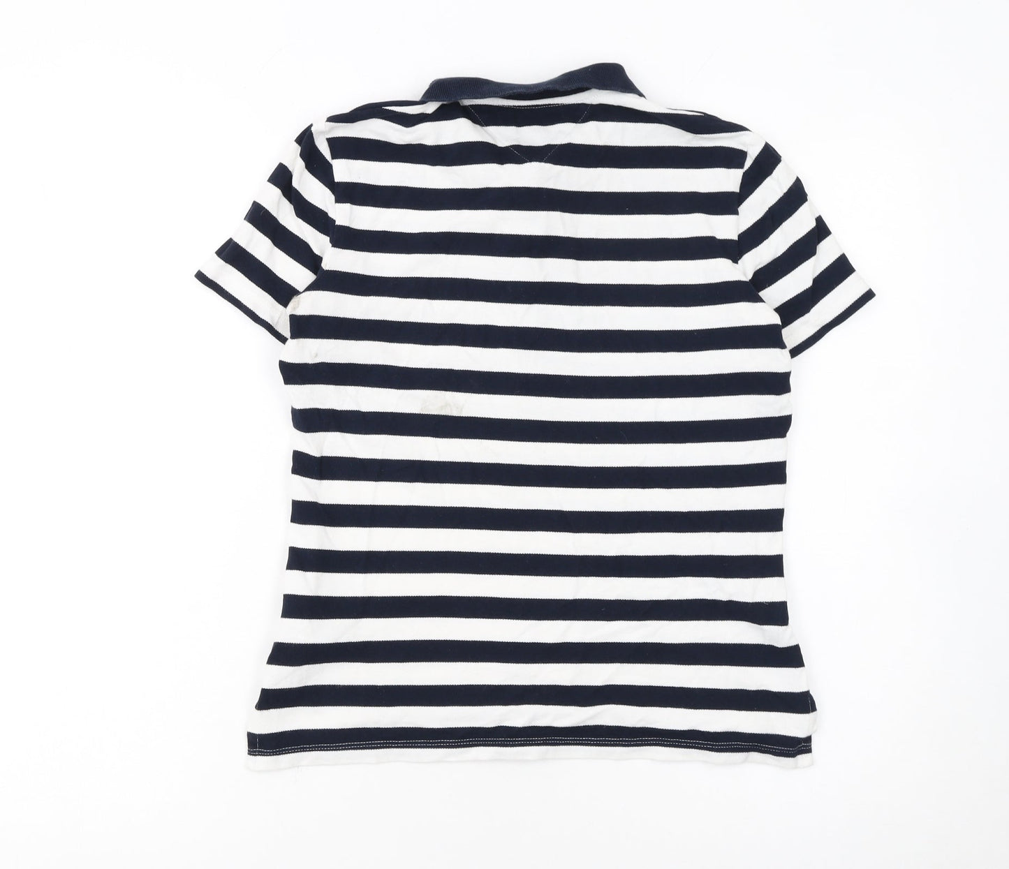 Tommy Hilfiger Women's XS Navy White Striped Cotton Polo Shirt