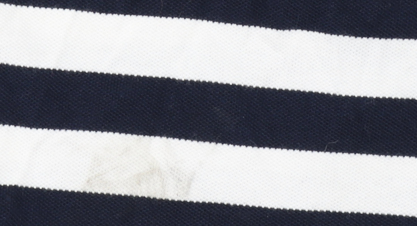 Tommy Hilfiger Women's XS Navy White Striped Cotton Polo Shirt
