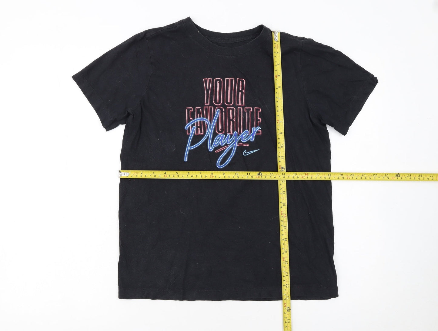 Nike Boys Black XL Graphic T-Shirt Crew Neck Short Sleeve Sports Tee