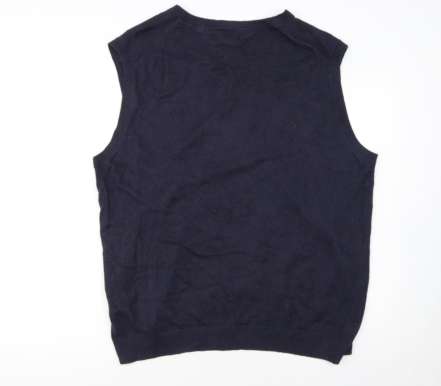 Tommy Hilfiger Men's Blue Cotton Cashmere V-Neck Vest 2XL