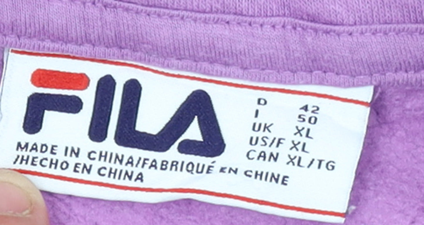 FILA Womens Grey Purple Colourblock 1/4 Zip Sweatshirt XL