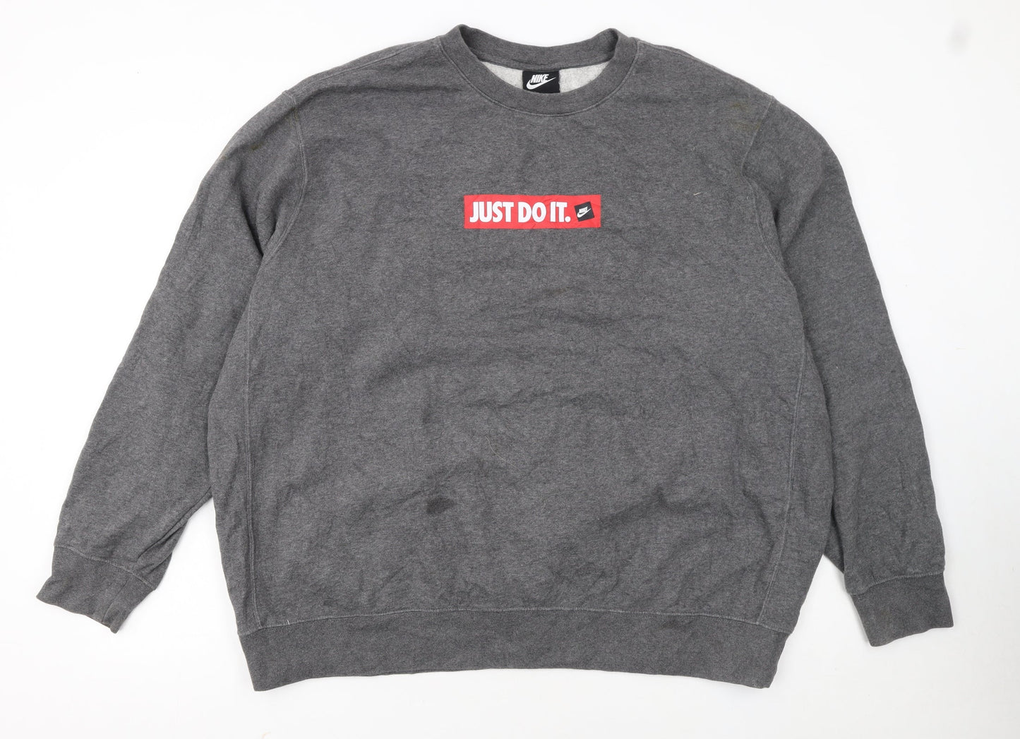 Nike Men's Grey 2XL Pullover Sweatshirt Just Do It Logo Sportswear