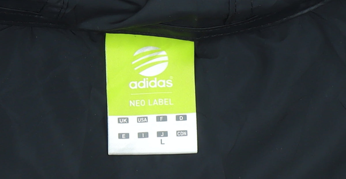 Adidas Girls Black Windbreaker Activewear Jacket L Hooded Zip Lightweight