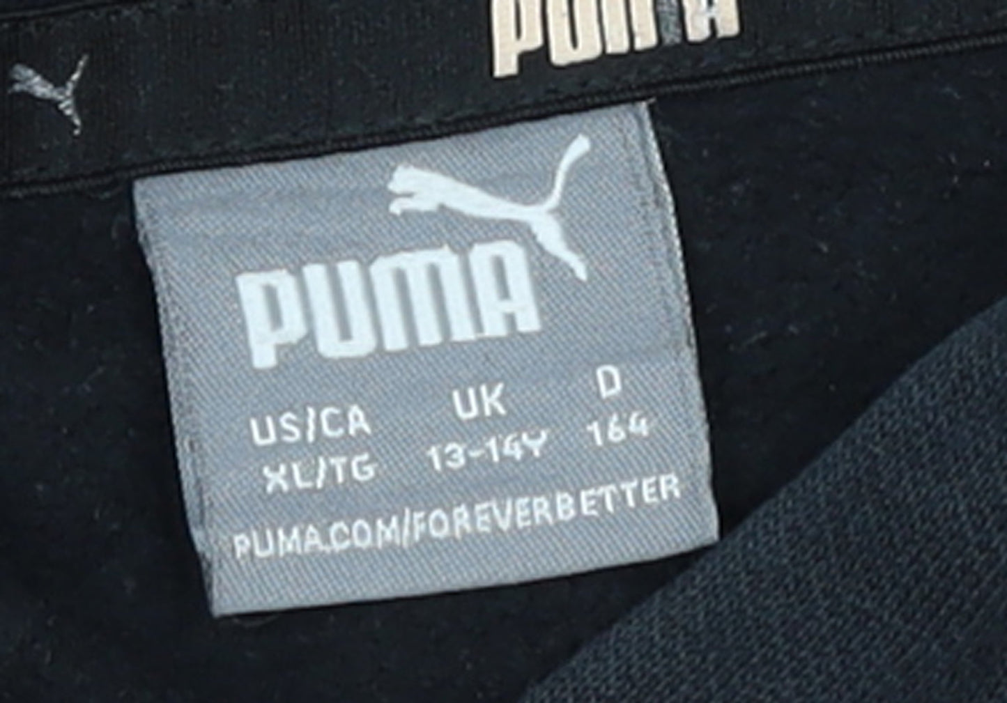 Puma Boys Black Pullover Hoodie 13-14 Years Logo Graphic Fleece Sweatshirt