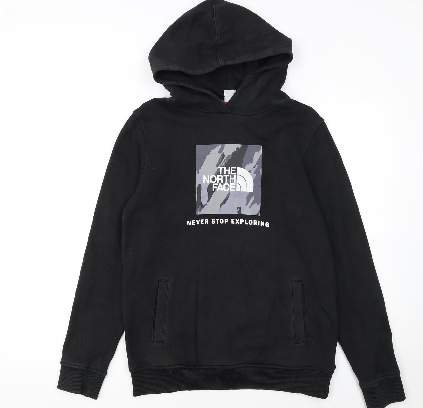 The North Face Boys Black L Pullover Fleece Hoodie Graphic Print