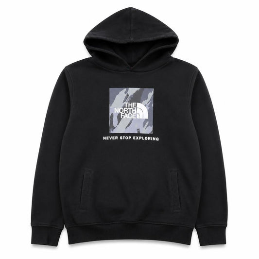 The North Face Boys Black L Pullover Fleece Hoodie Graphic Print