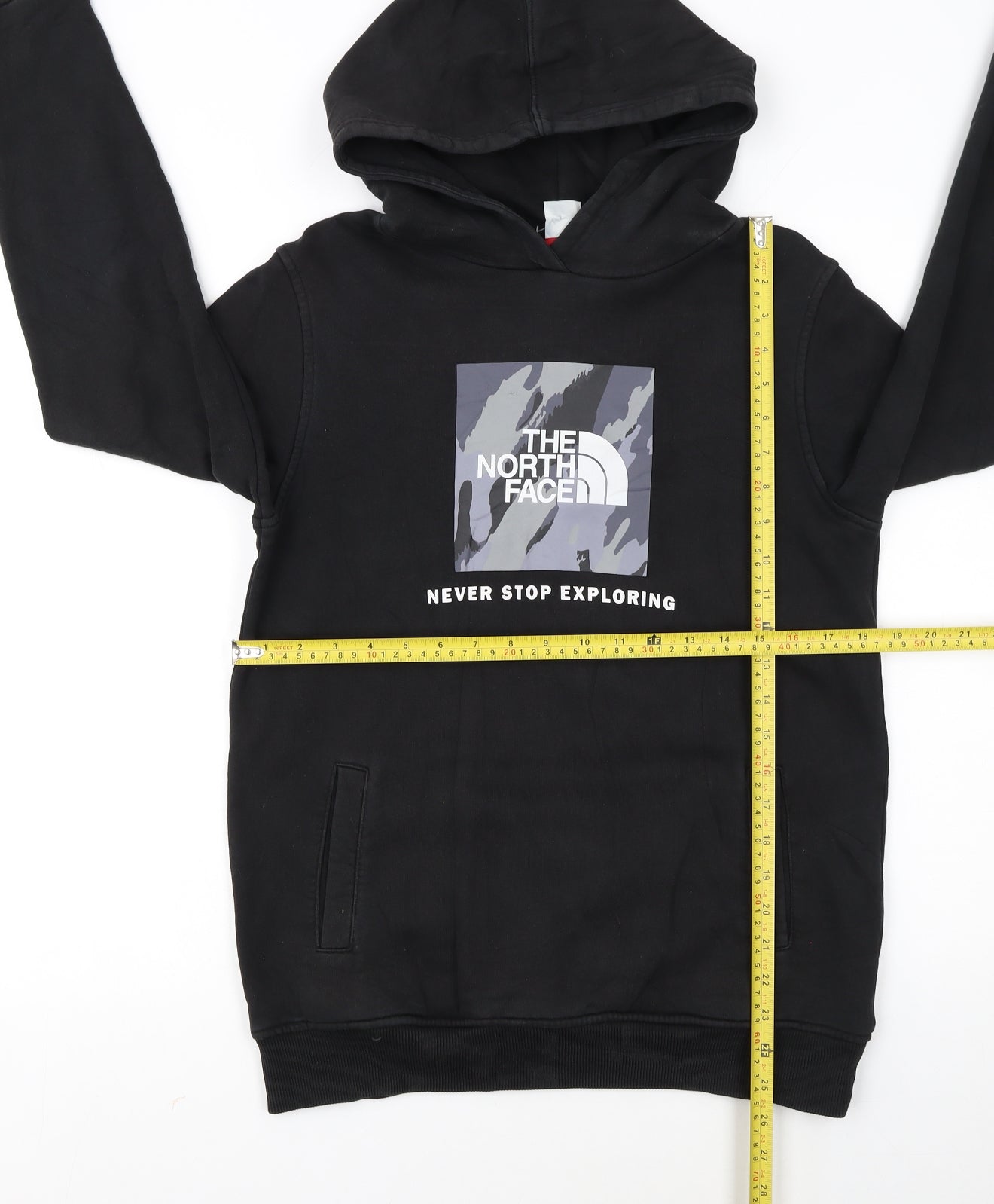 The North Face Boys Black L Pullover Fleece Hoodie Graphic Print