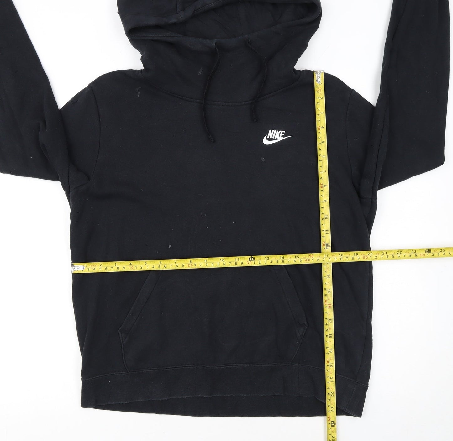 Nike Women Black Pullover Hoodie M Logo Casual Hooded Sweatshirt