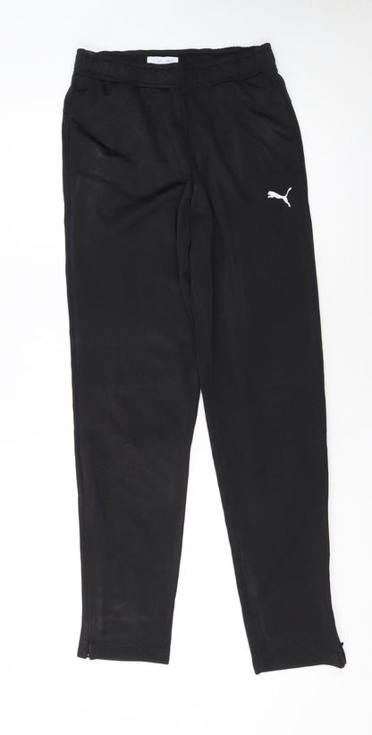 Additional front view of Puma boys’ black jogger trousers 13-14 years 164cm elastic waist activewear