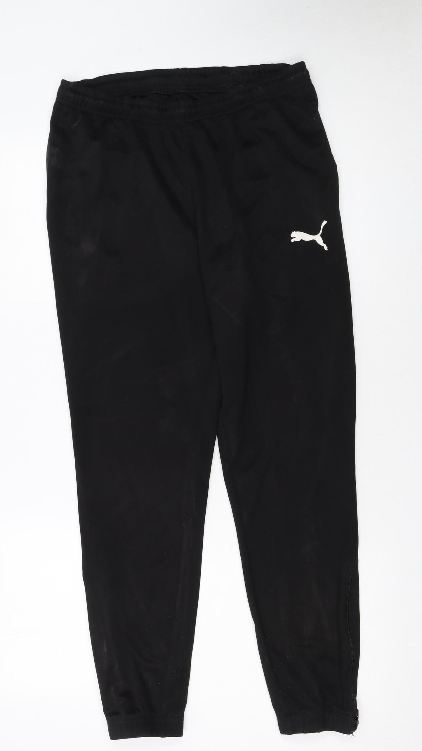 Puma Boys Black Jogger Trousers M Elastic Waist Activewear