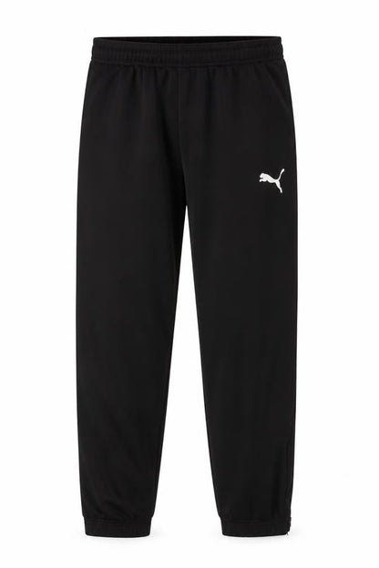 Front view of Puma boys’ black jogger trousers m elastic waist activewear
