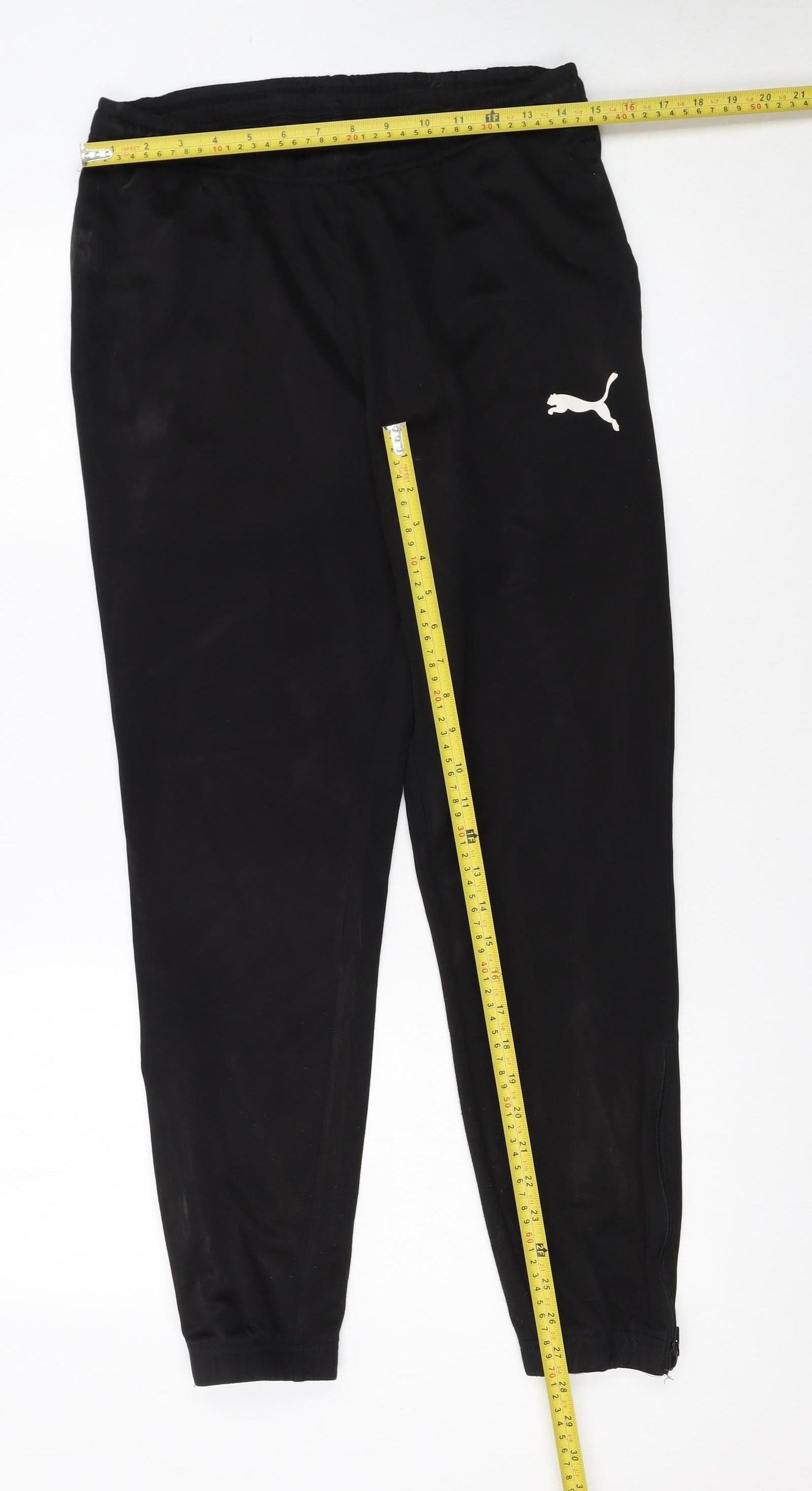 Puma Boys Black Jogger Trousers M Elastic Waist Activewear
