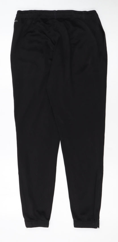 Close-up detail of Puma boys’ black jogger trousers m elastic waist activewear