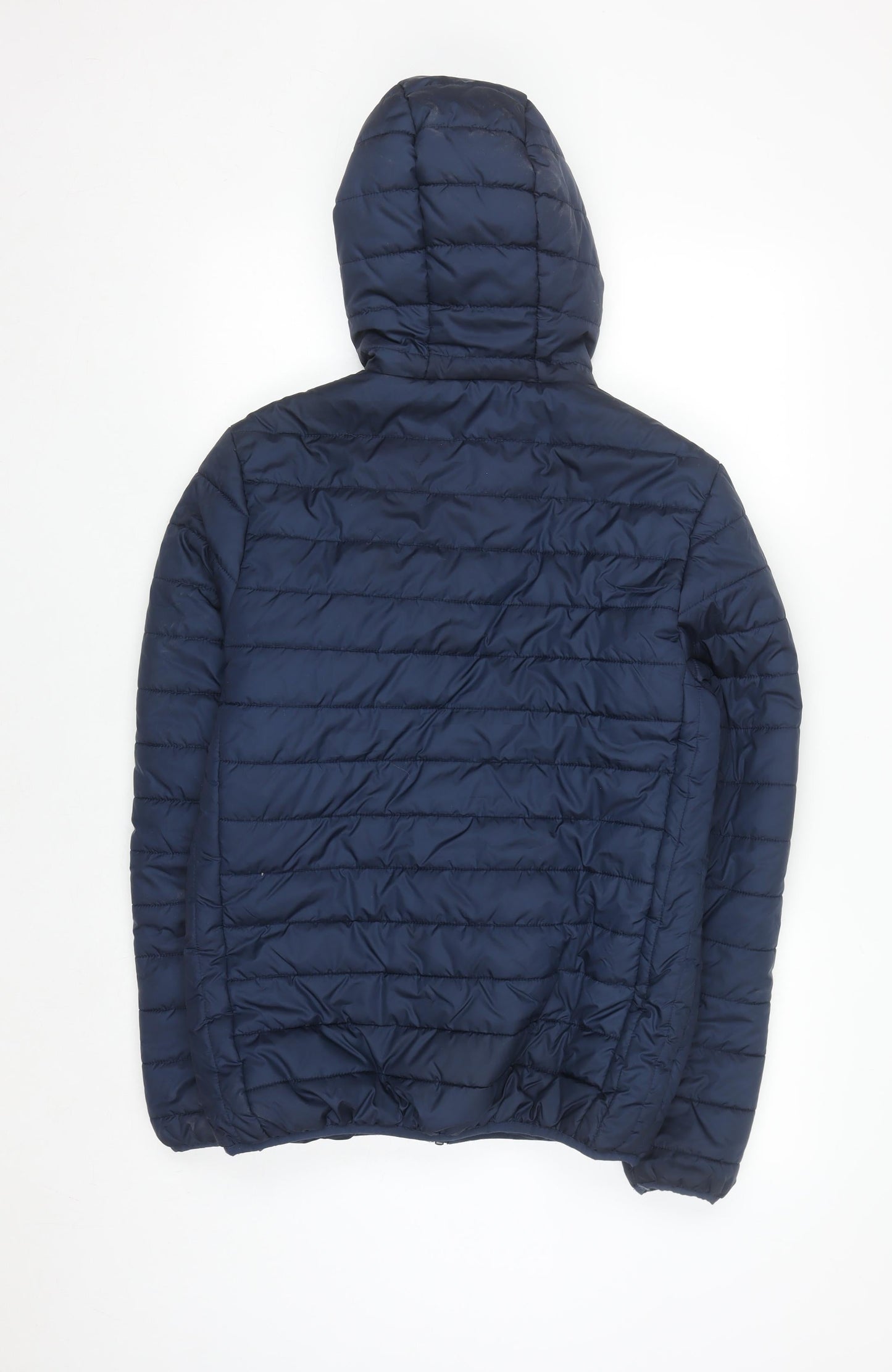 Nautica Men’s Blue Puffer Jacket S Hooded Quilted Winter Coat