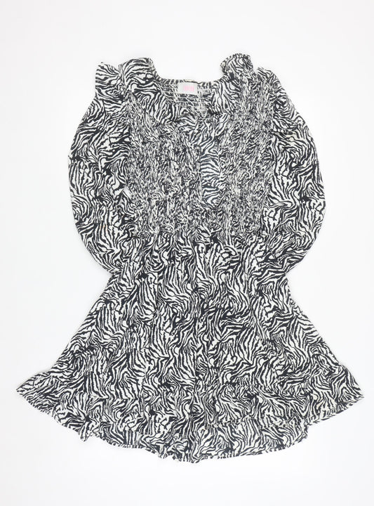 Savida Women’s Black Zebra Print Long Sleeve Skater Dress Size 10