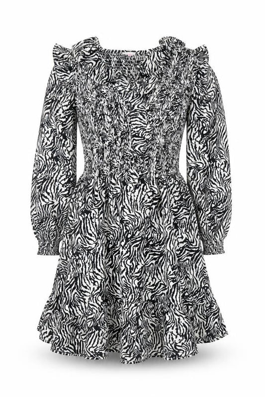 Savida Women’s Black Zebra Print Long Sleeve Skater Dress Size 10
