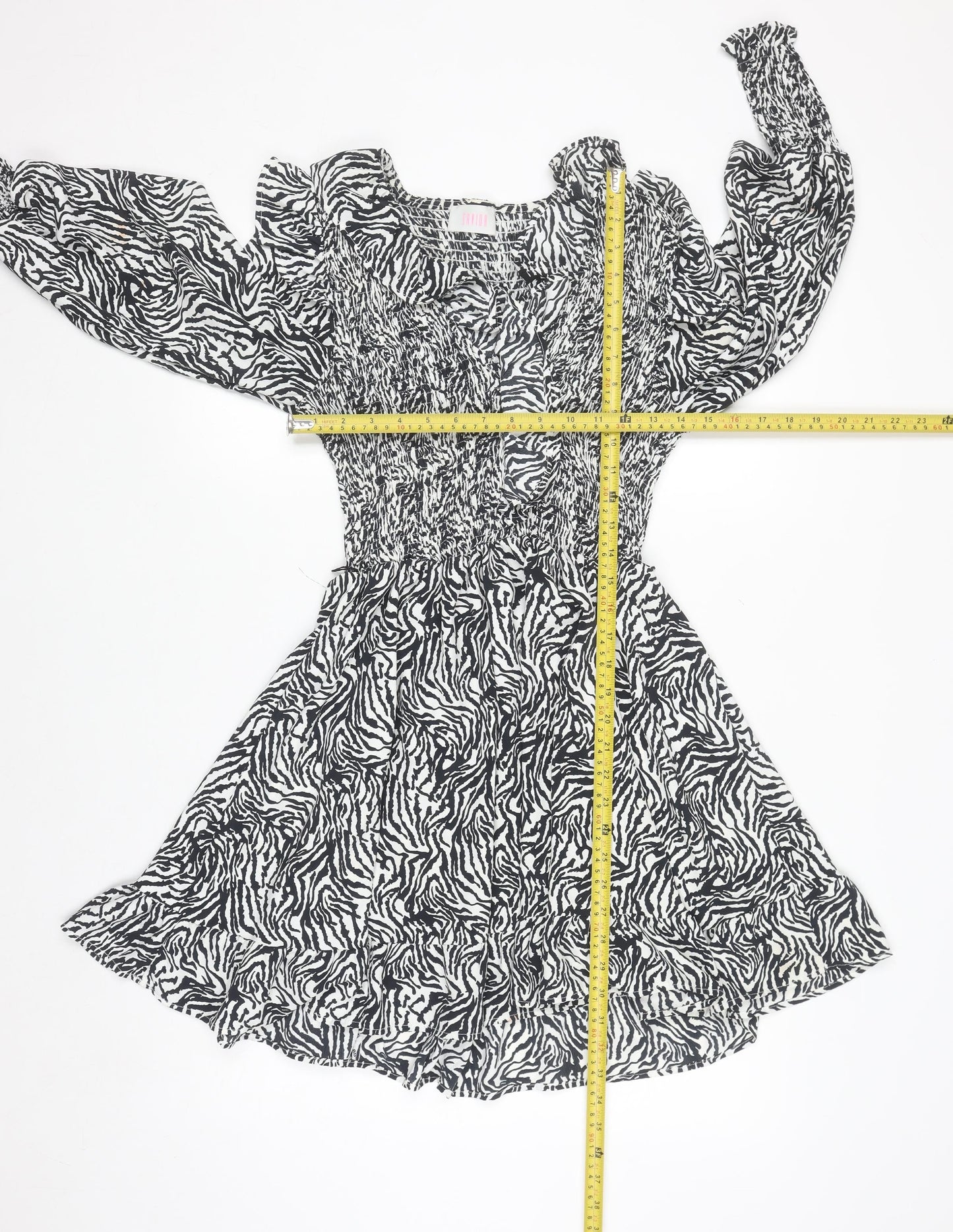 Savida Women’s Black Zebra Print Long Sleeve Skater Dress Size 10