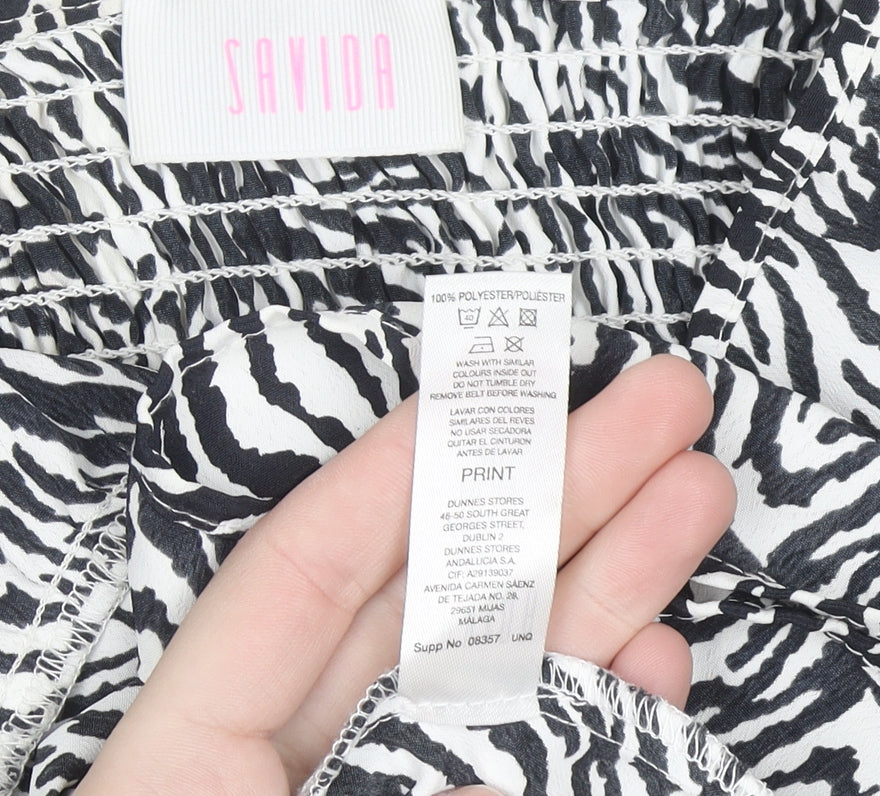 Savida Women’s Black Zebra Print Long Sleeve Skater Dress Size 10