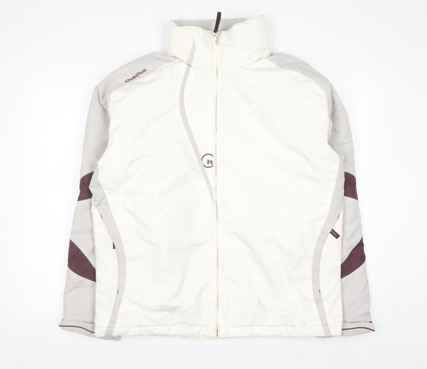 Quechua Womens White Ski Jacket Size 16 Full Zip Winter Coat