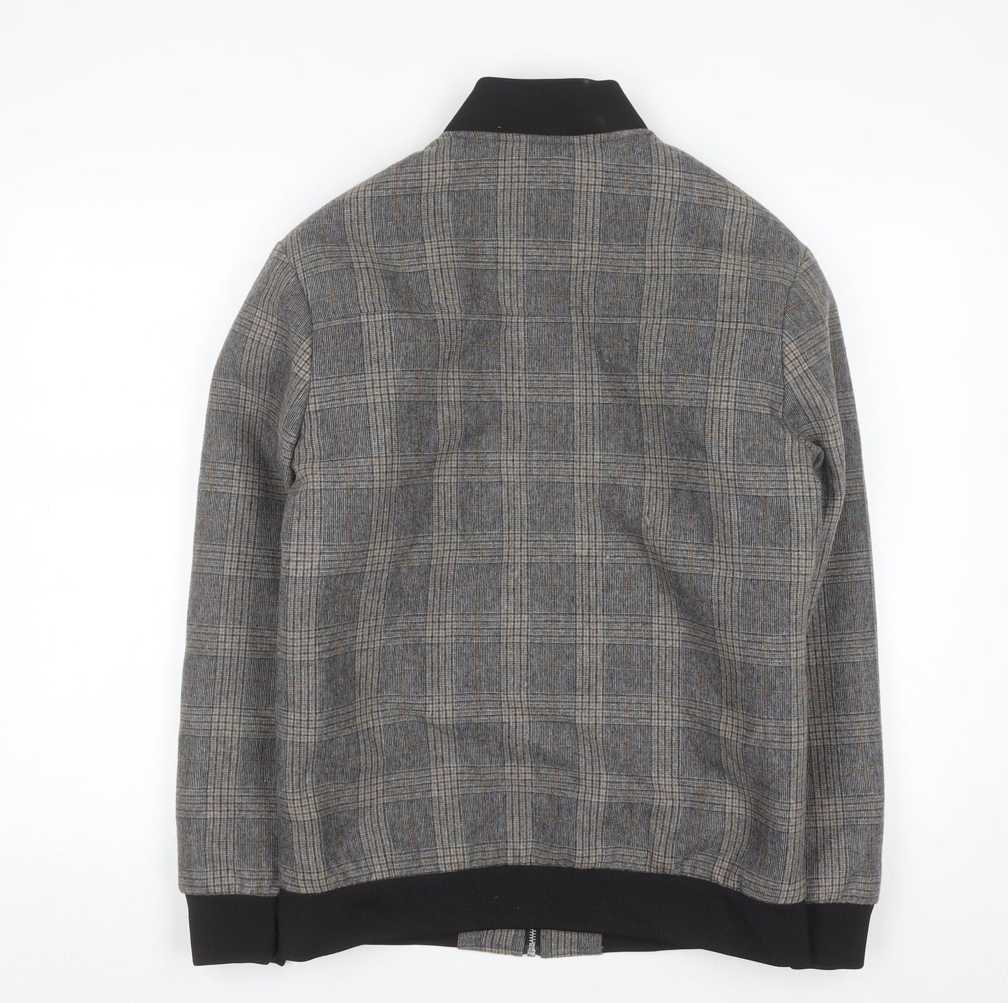 Paul Calvin Men's Grey Checked Wool Blend Bomber Jacket XS