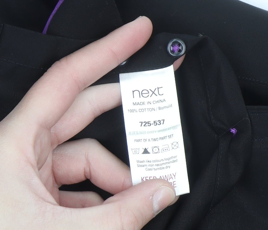 Next Men's Black Slim Fit Cotton Long Sleeve Button-Up Shirt 15in 38cm