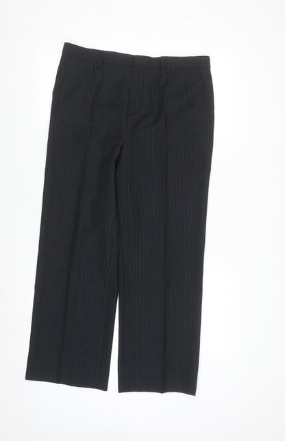 Additional front view of St. George by Duffer boys’ black pinstripe dress trousers 15 years formal school