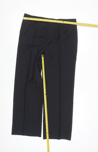 Back view of St. George by Duffer boys’ black pinstripe dress trousers 15 years formal school