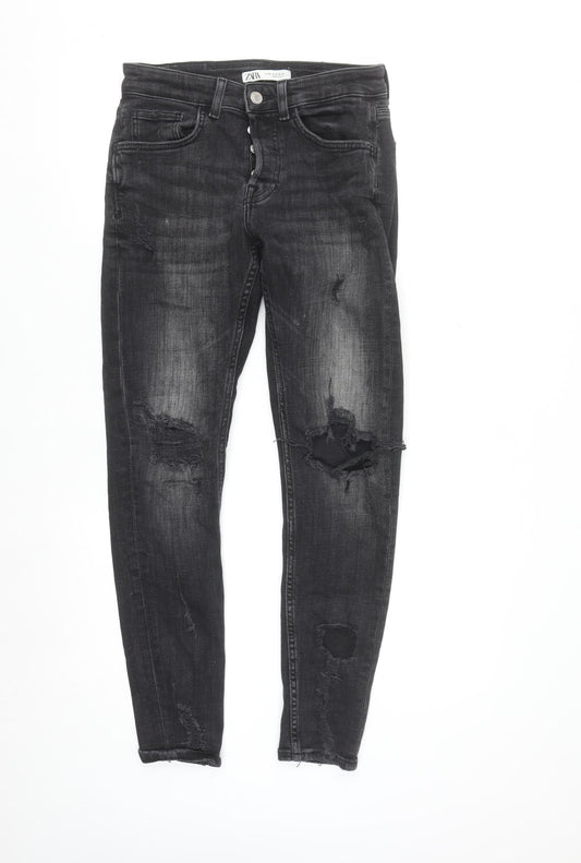 Zara Women's Black Distressed Skinny Jeans Size 10