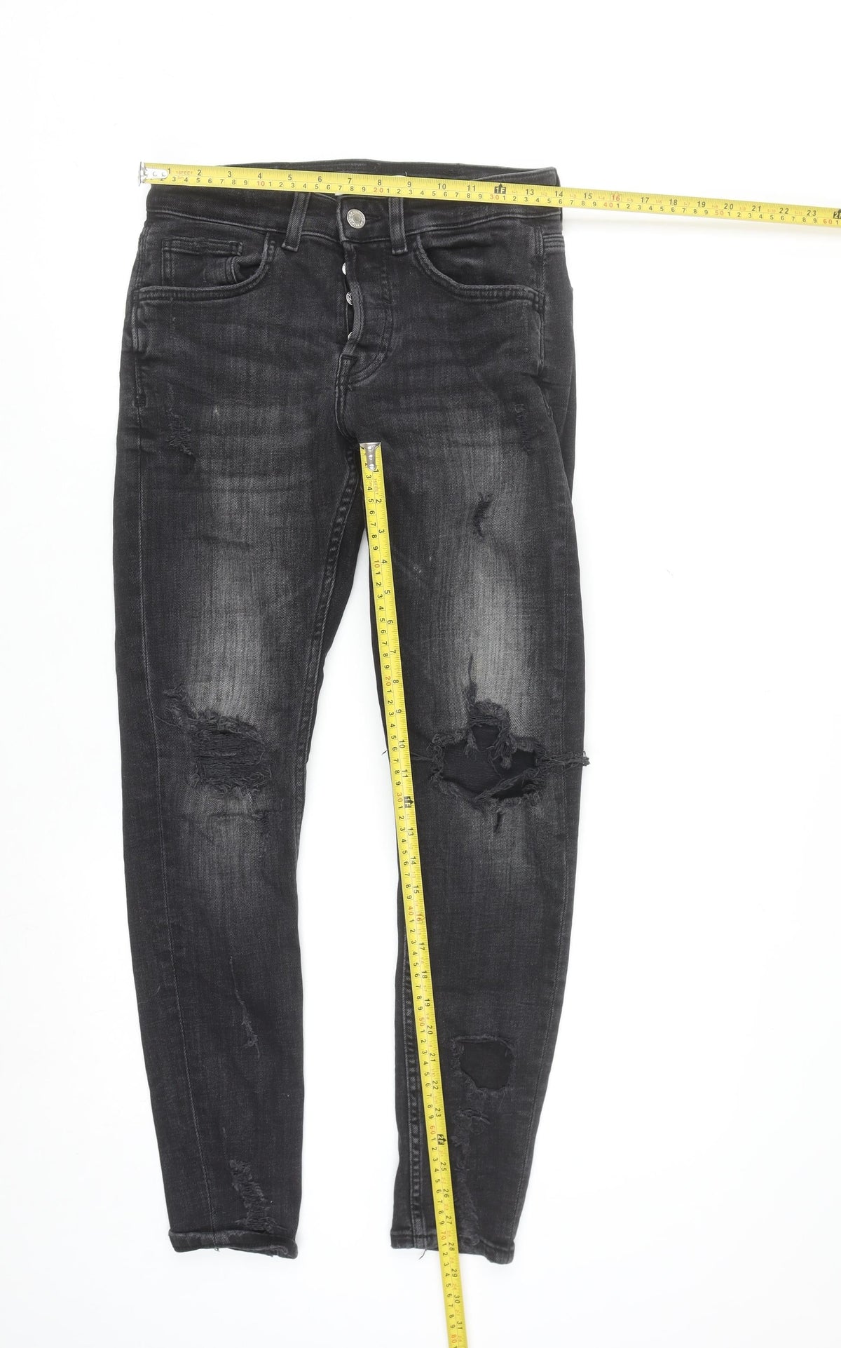 Zara Women's Black Distressed Skinny Jeans Size 10