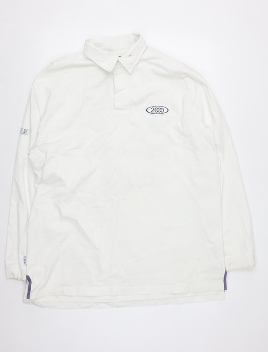 Crew Clothing Co Men's White XL Henley Style Sweatshirt