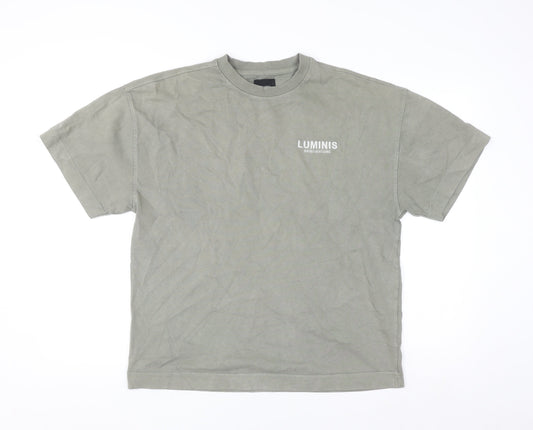 River Island Un_Planned Mens Khaki Crew Neck Graphic T-Shirt Size S