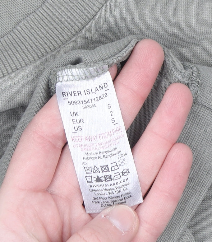 River Island Un_Planned Mens Khaki Crew Neck Graphic T-Shirt Size S