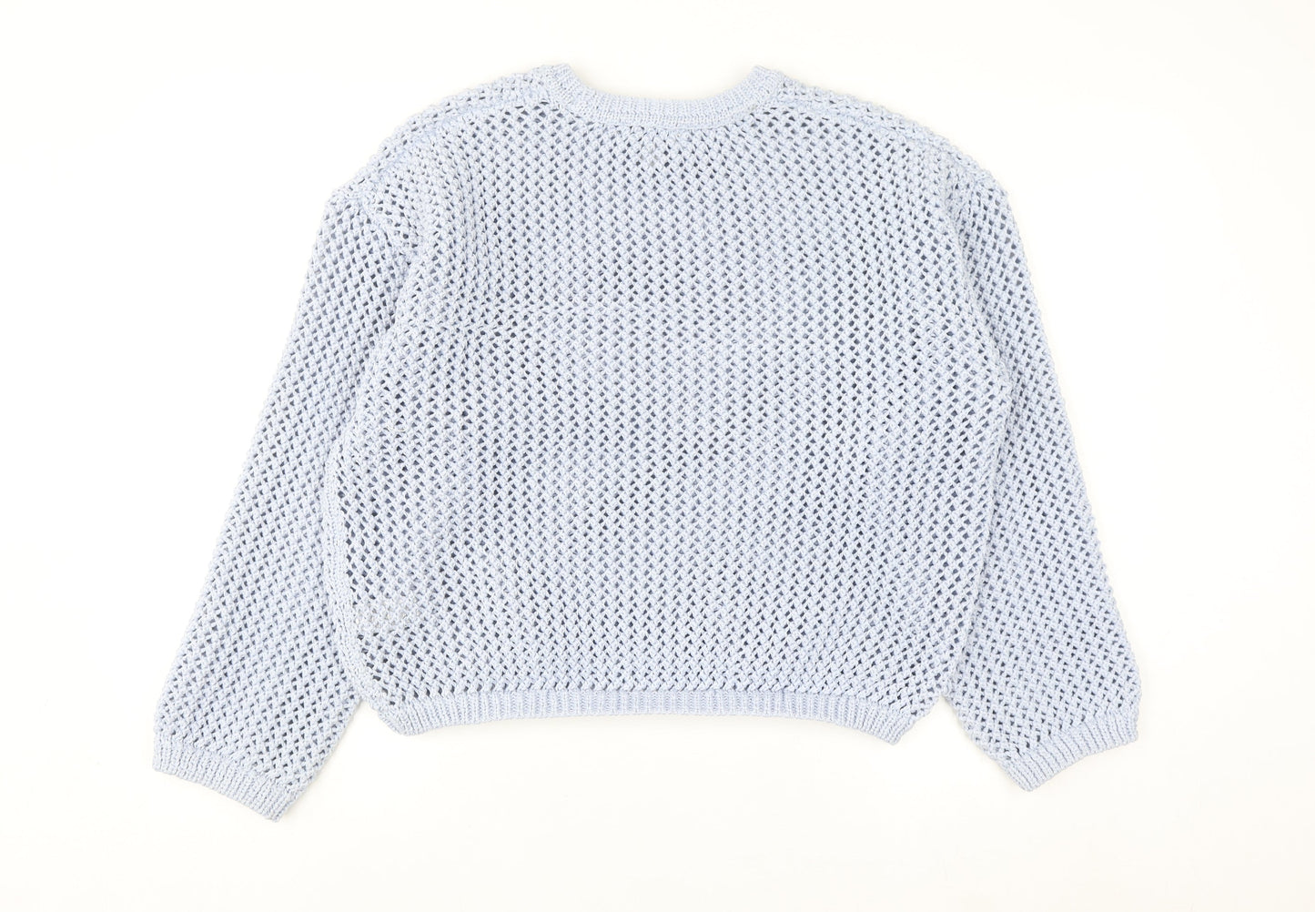 Marks and Spencer Women’s Blue Open-Knit Polyester Jumper L