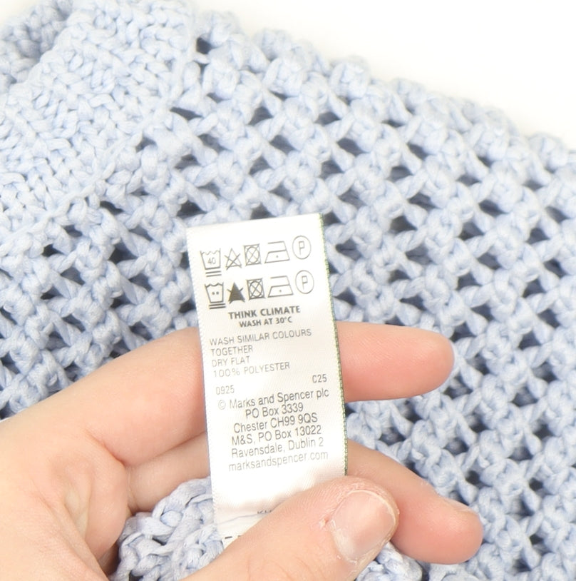 Marks and Spencer Women’s Blue Open-Knit Polyester Jumper L
