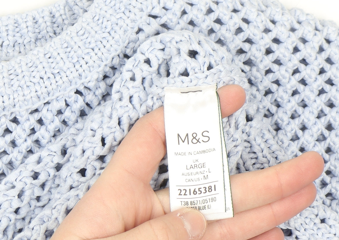 Marks and Spencer Women’s Blue Open-Knit Polyester Jumper L