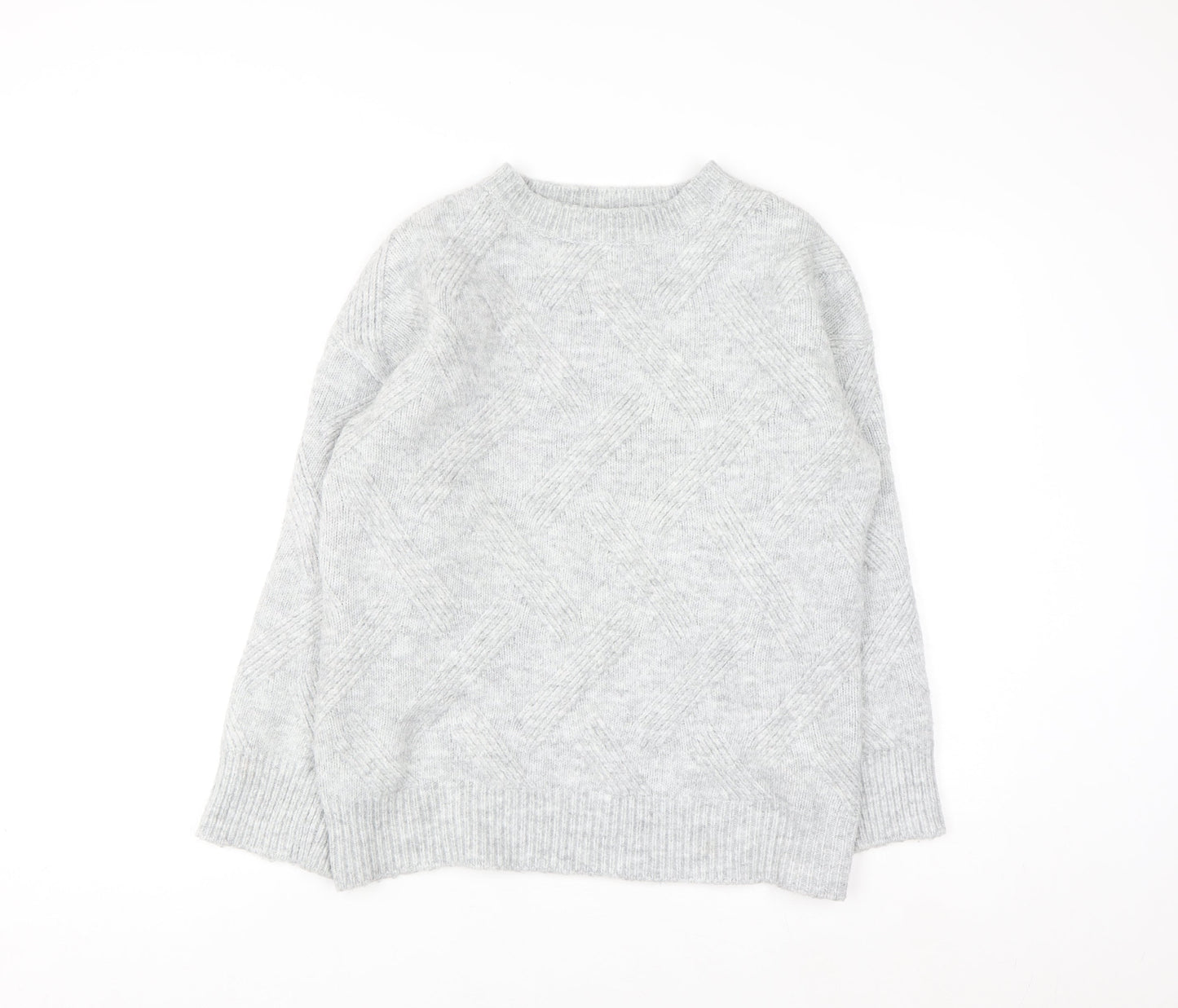 New Look Women's Grey Knit Crew Neck Pullover Jumper Size S