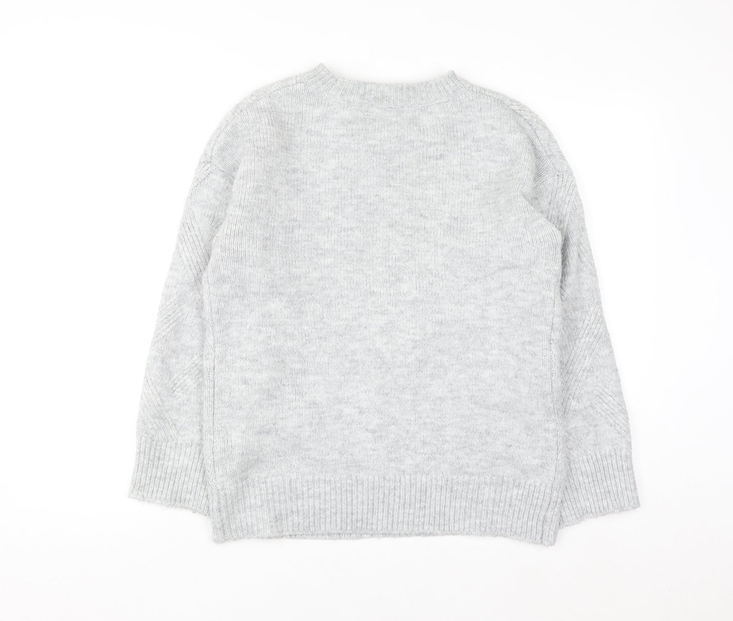 New Look Women's Grey Knit Crew Neck Pullover Jumper Size S