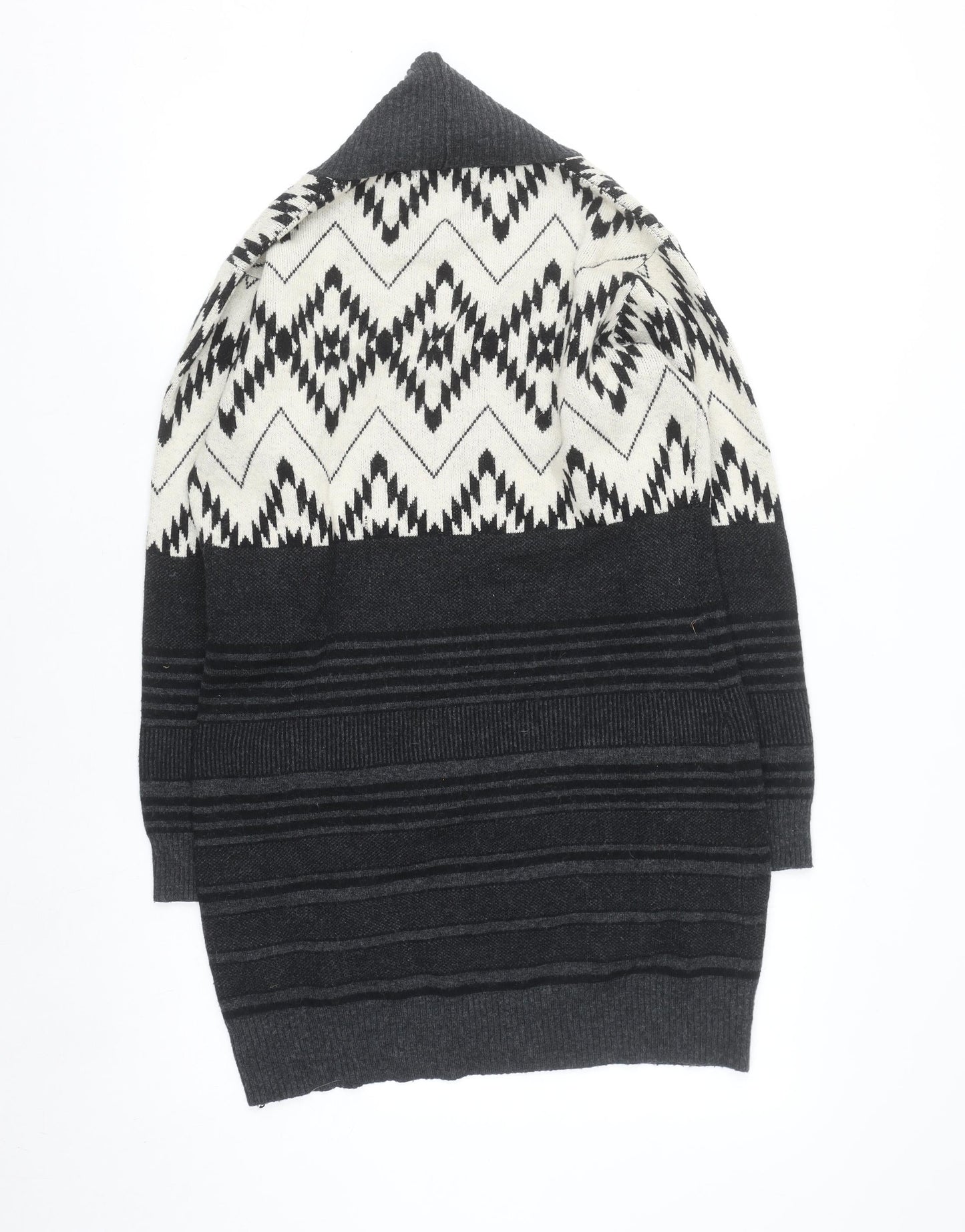 Punt Roma Women Black Aztec Knit Cardigan Size S Long Sleeve
