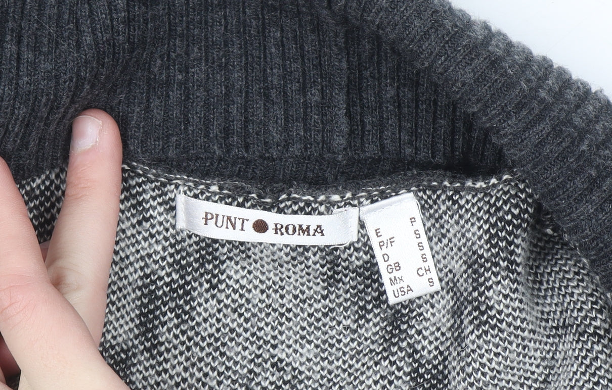 Punt Roma Women Black Aztec Knit Cardigan Size S Long Sleeve