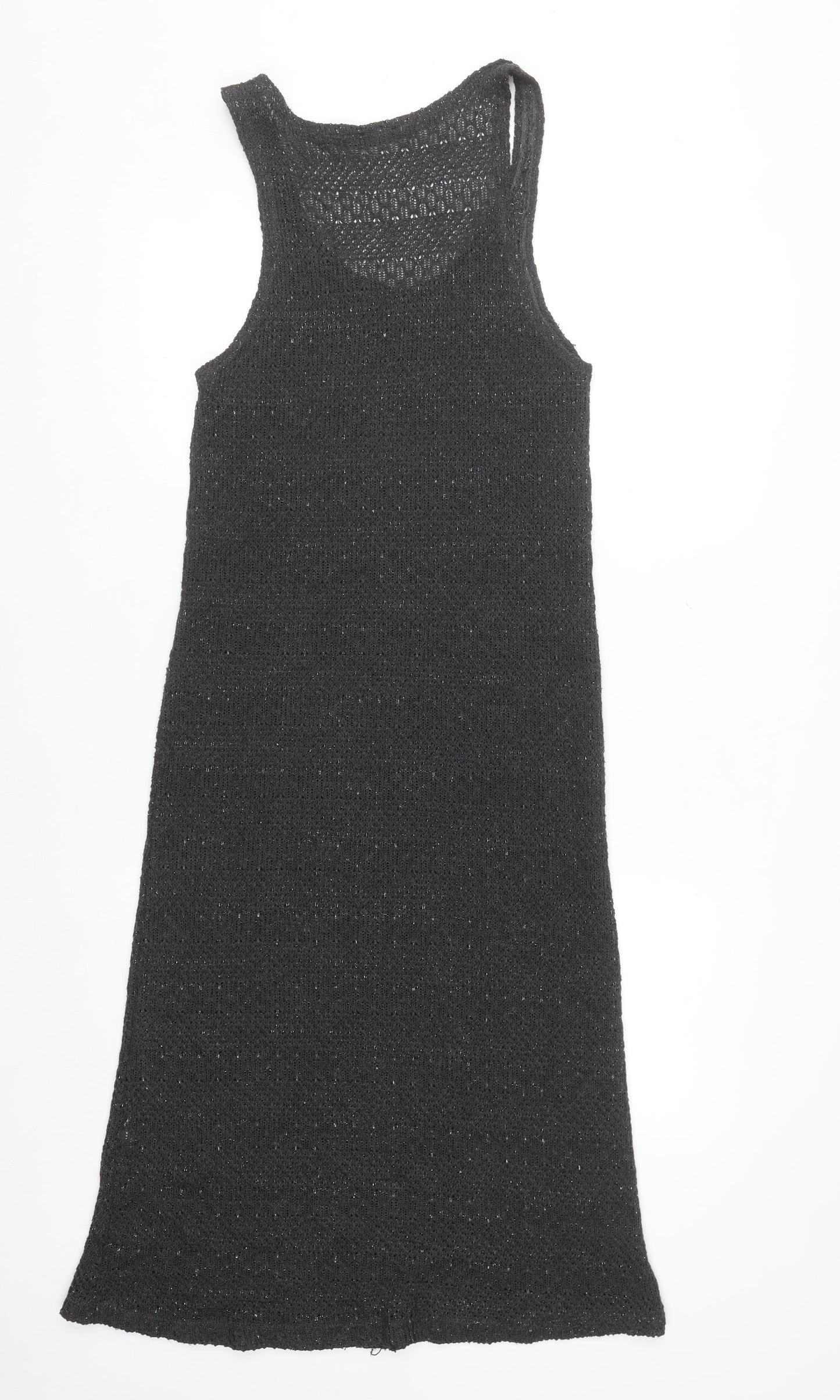 River Island Women’s Black Knit Tank Midi Dress Size 14 Sleeveless