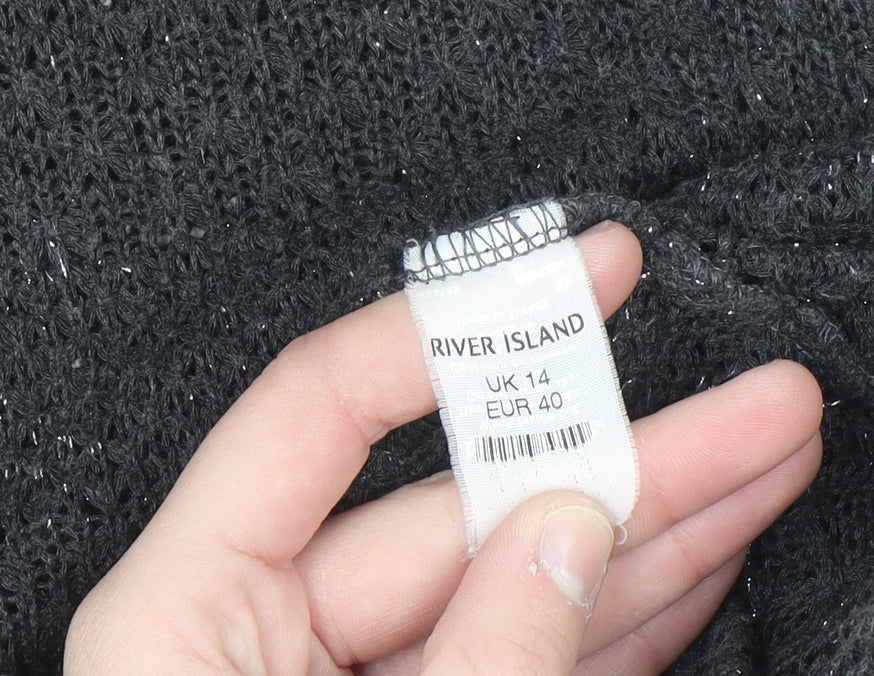 River Island Women’s Black Knit Tank Midi Dress Size 14 Sleeveless