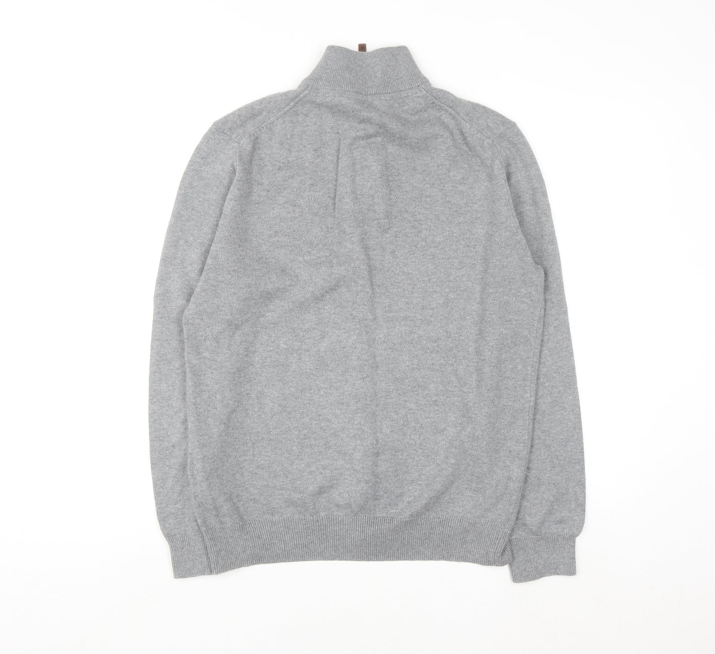 Crew Clothing Company Men's Grey Half Zip Cotton Cashmere Sweater M