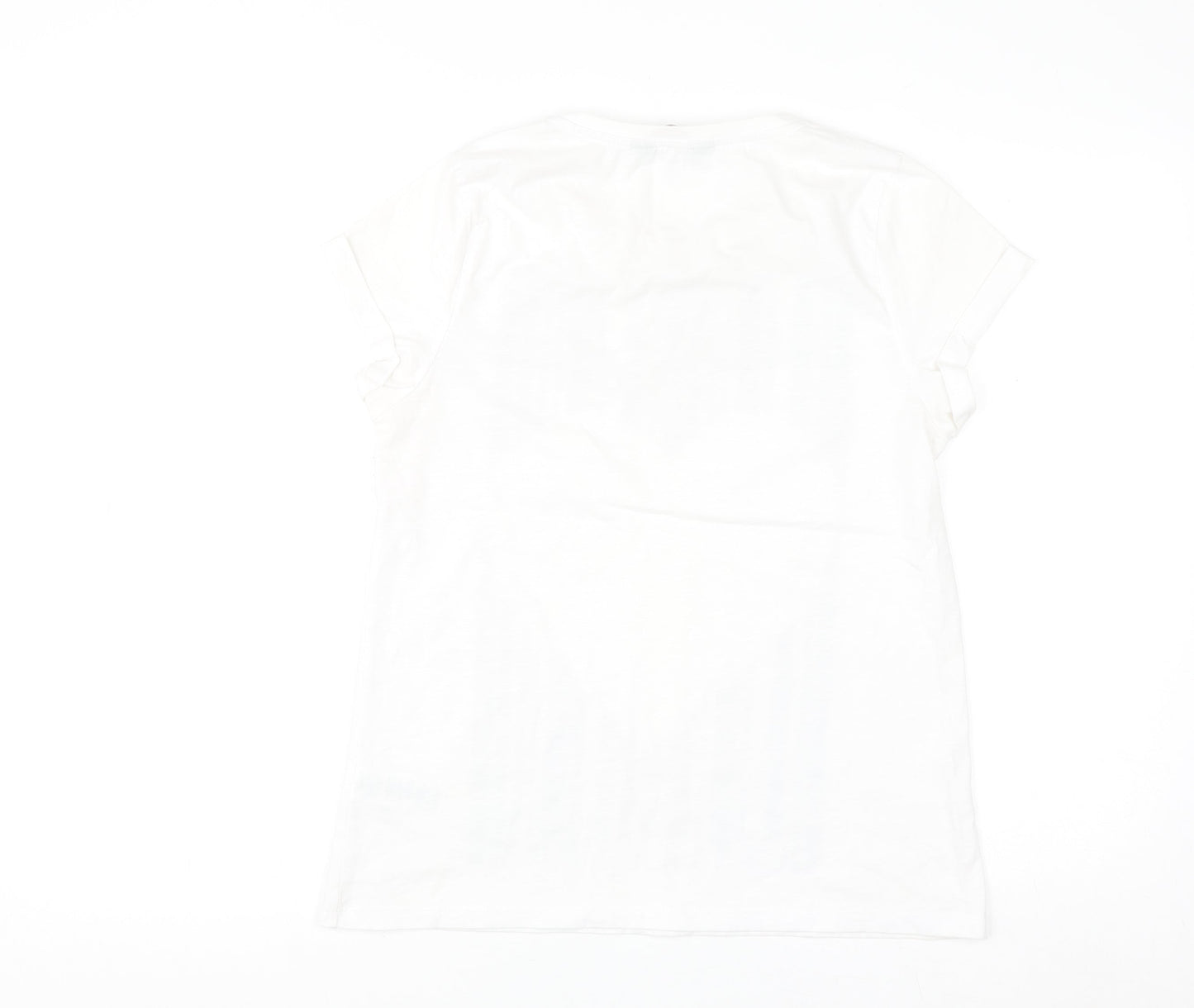 Dorothy Perkins Women White Glitter Heart Graphic T-Shirt Size 12