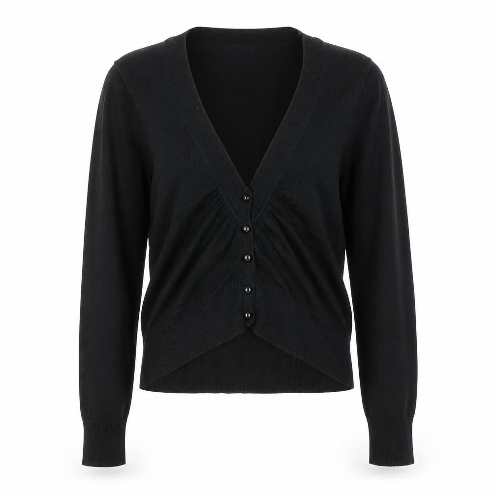 JD Women Black V-Neck Button Knit Cardigan Size 12