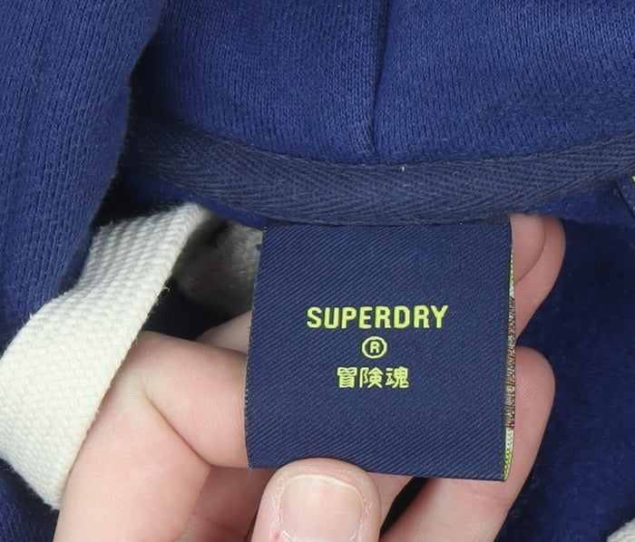Superdry Men's Blue XS Pullover Hoodie with Tiger Graphic