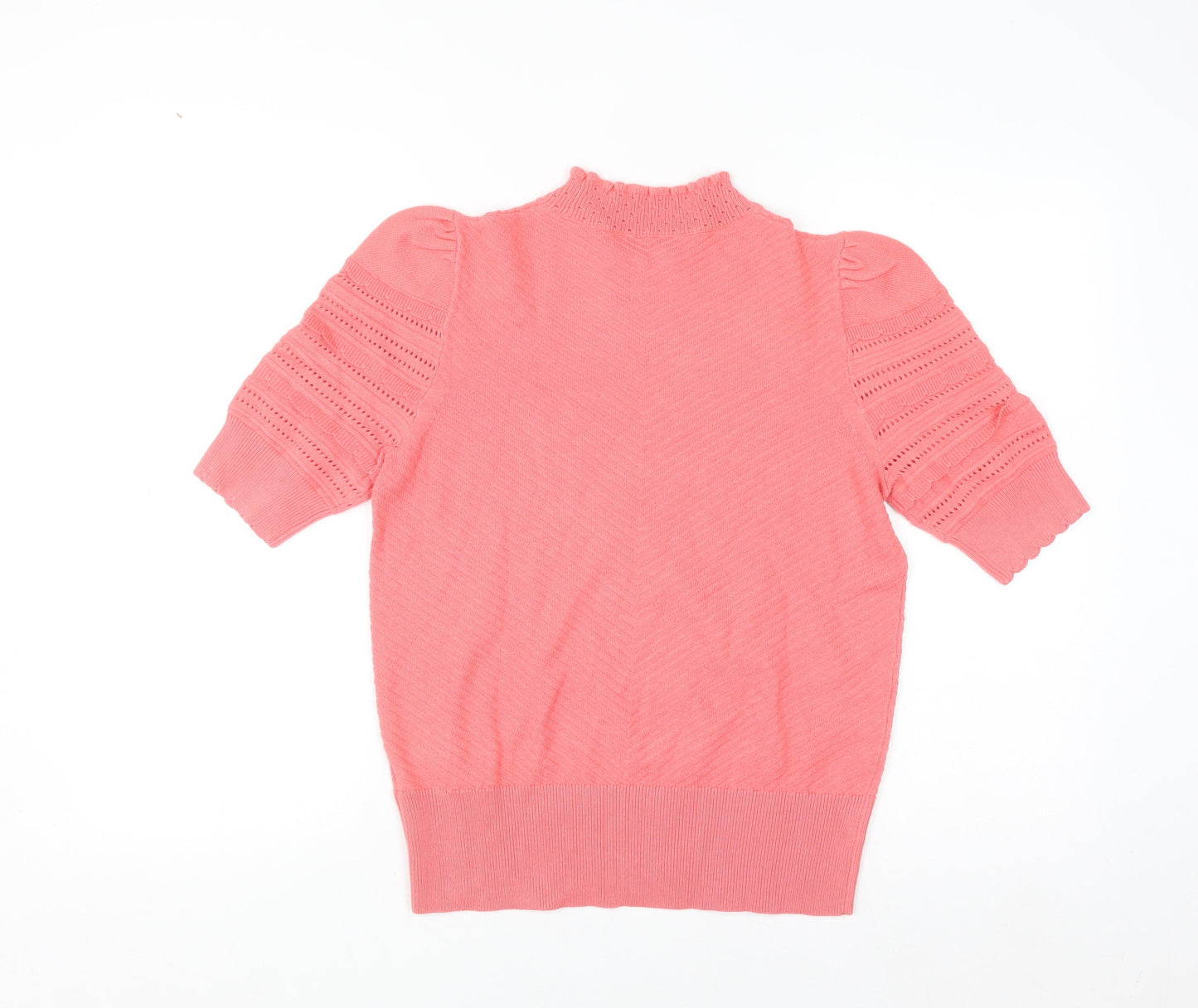 Marks and Spencer Per Una Women’s Pink Mock Neck Puff Sleeve Knit Jumper Size 12
