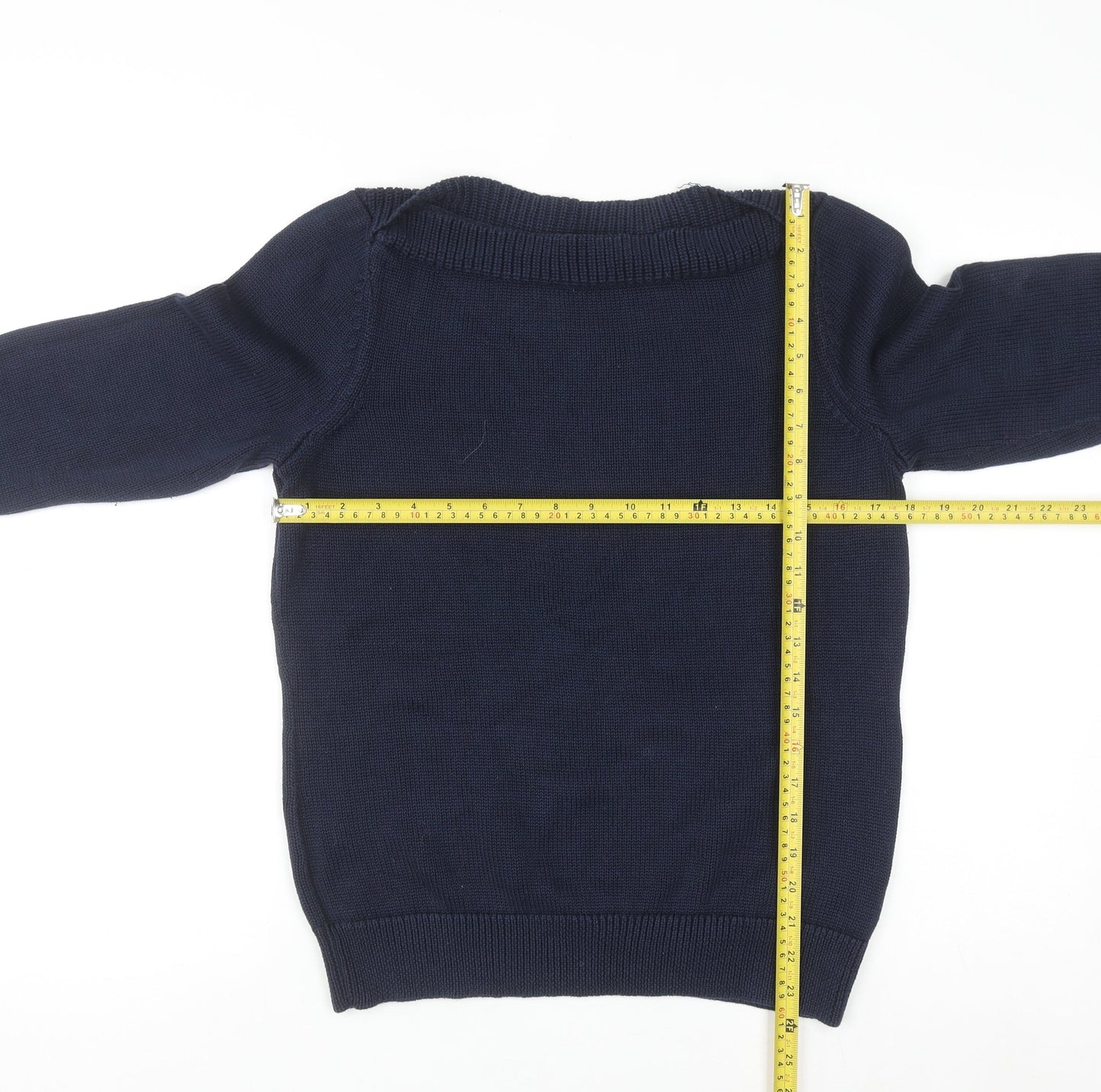 Ralph Lauren Women Blue Cotton Knit Jumper L Crew Neck Long Sleeve