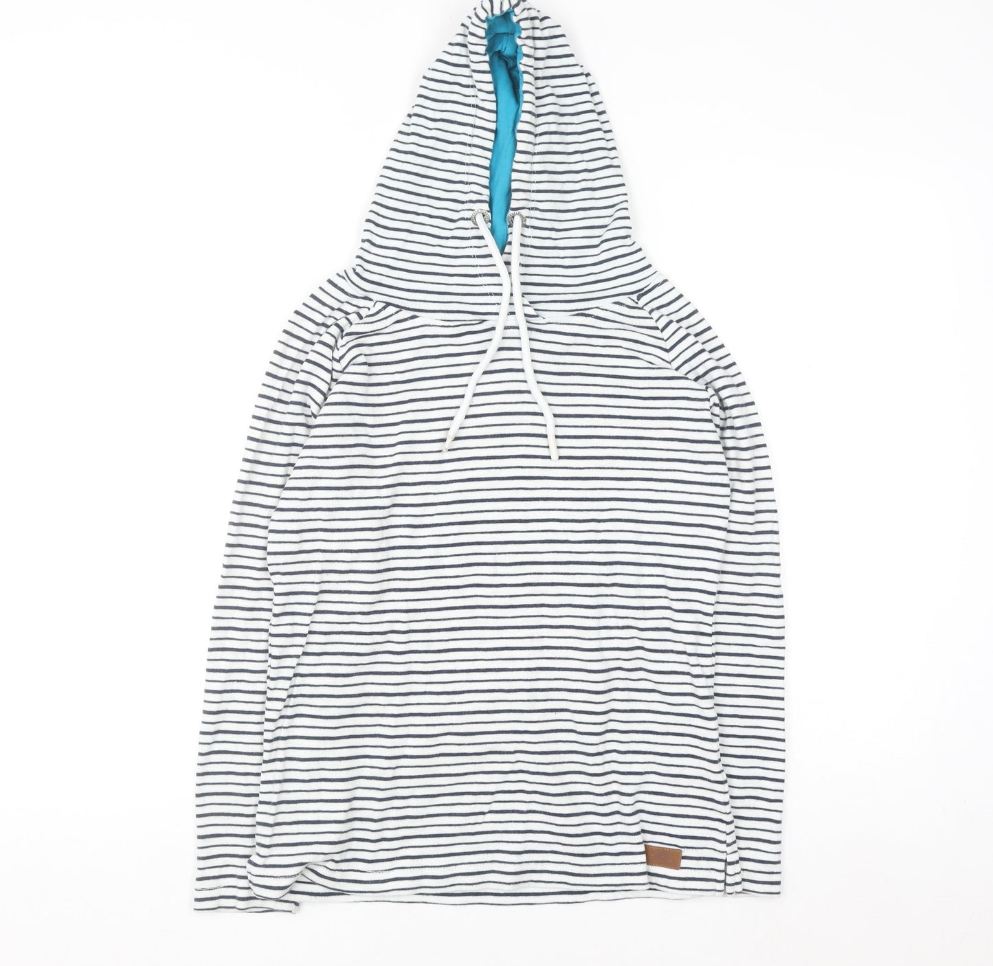 Trespass Women White Navy Striped Pullover Hoodie UK 10 S 100% Cotton
