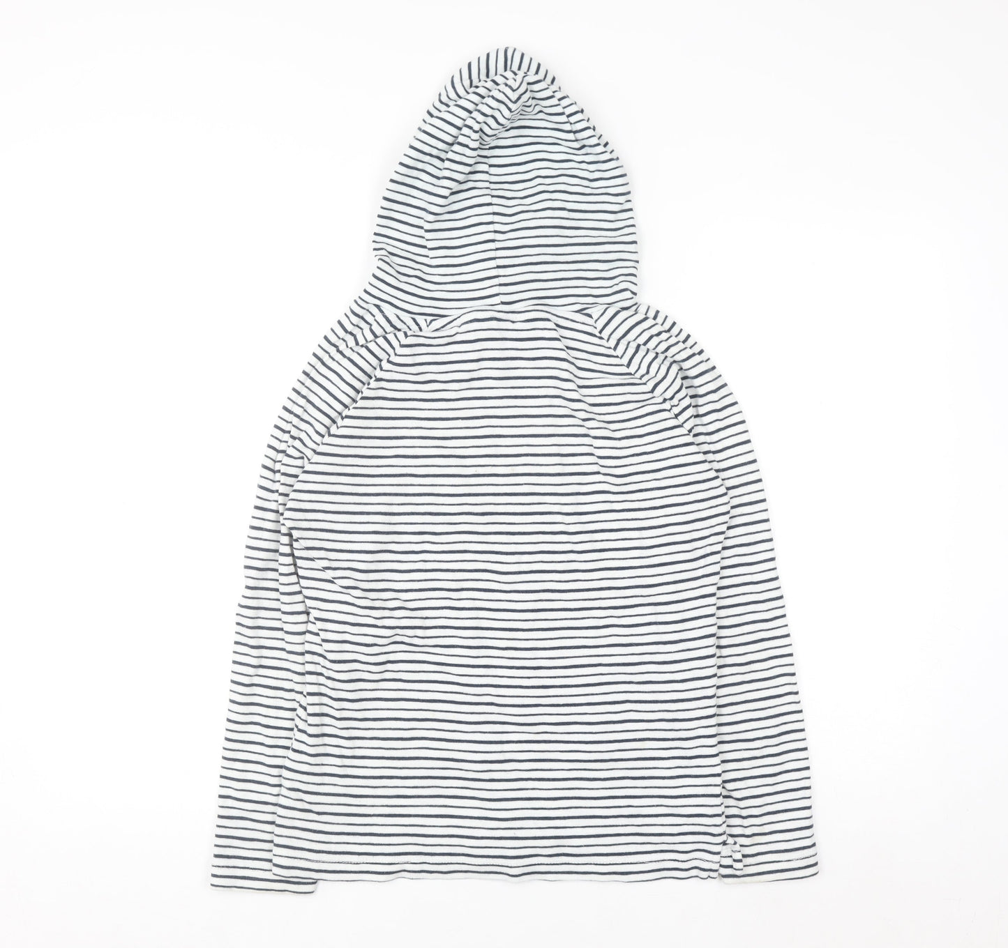 Trespass Women White Navy Striped Pullover Hoodie UK 10 S 100% Cotton